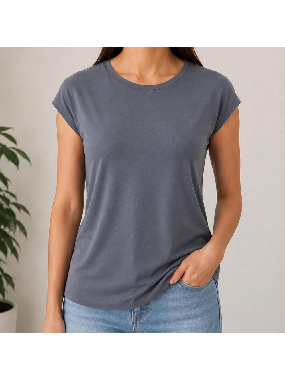 Nordstrom Rack Women’s Soft Modal Top Size M Gray Cap Sleeve Shirt